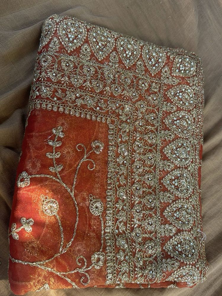 Red Embellished Saree