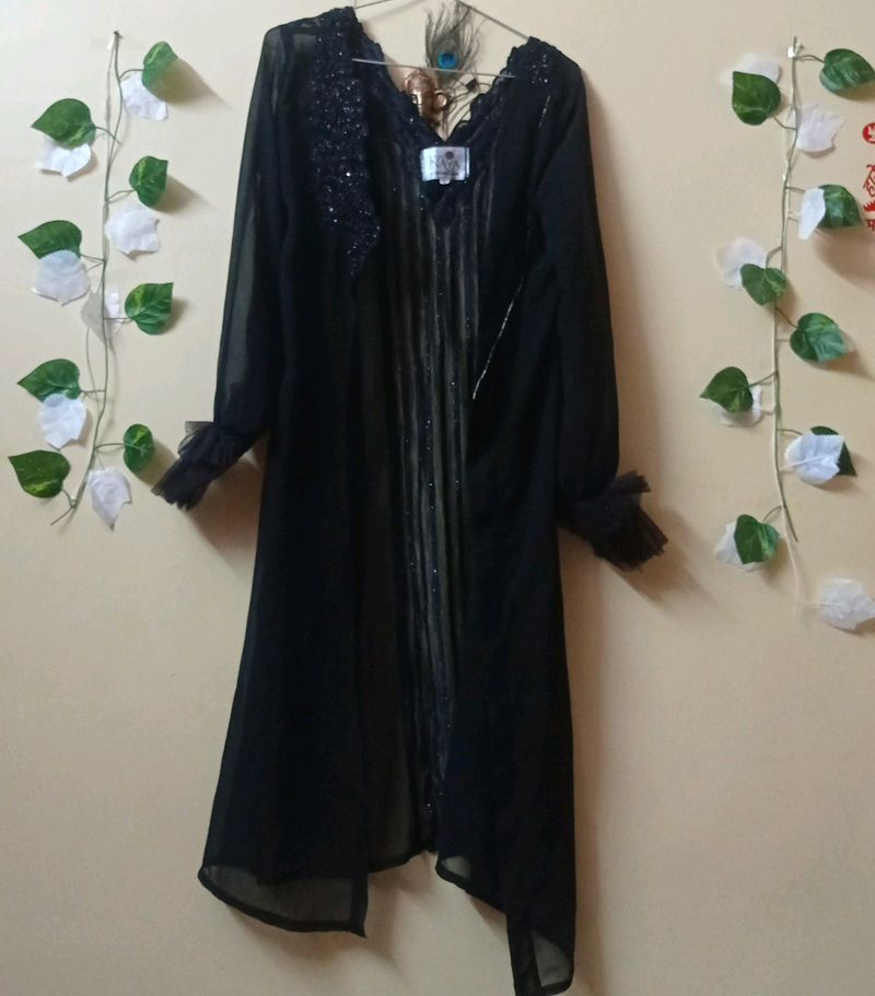 Black Net Shrag With Beautiful Design