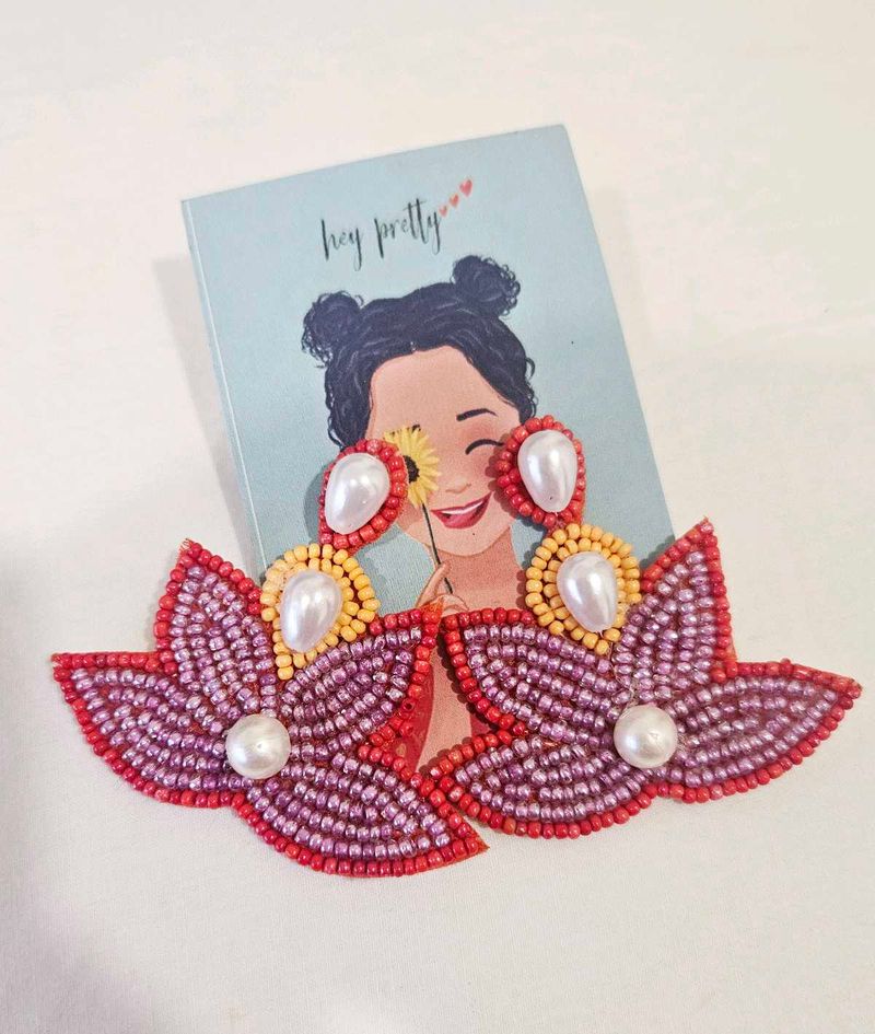 Lotus Beaded Statement Earrings