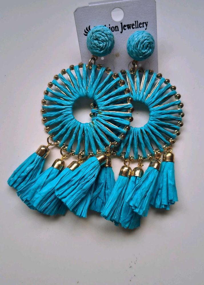 Blue Tassel Earrings