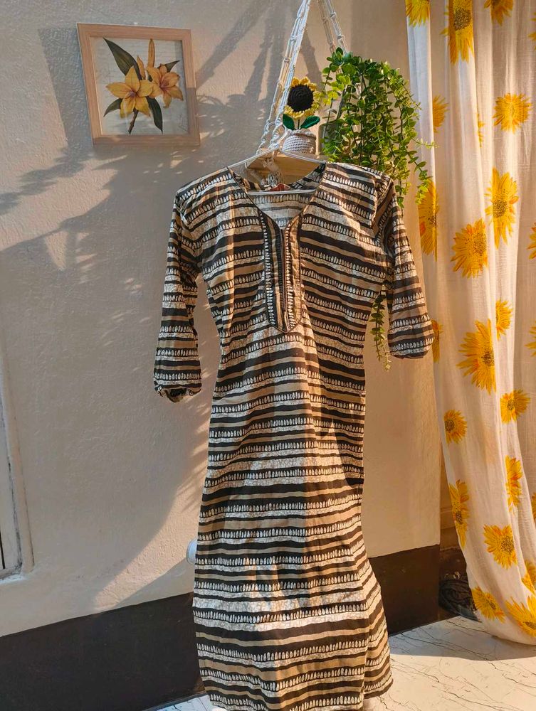 Striped Brown Kurta
