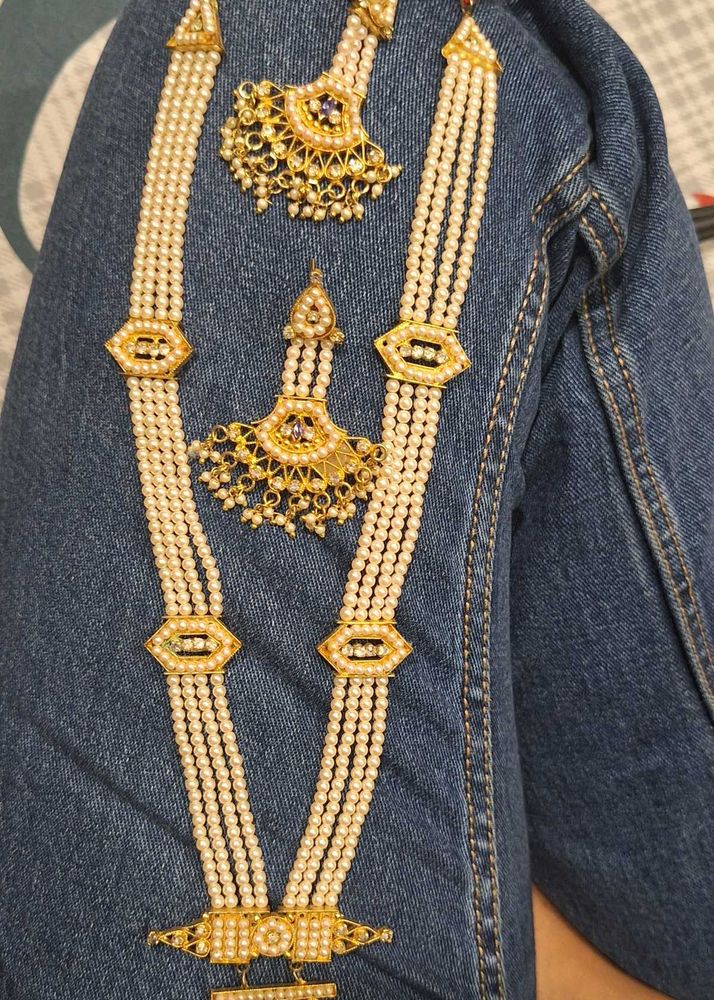 Moti And Stone Jewellery Set Combo