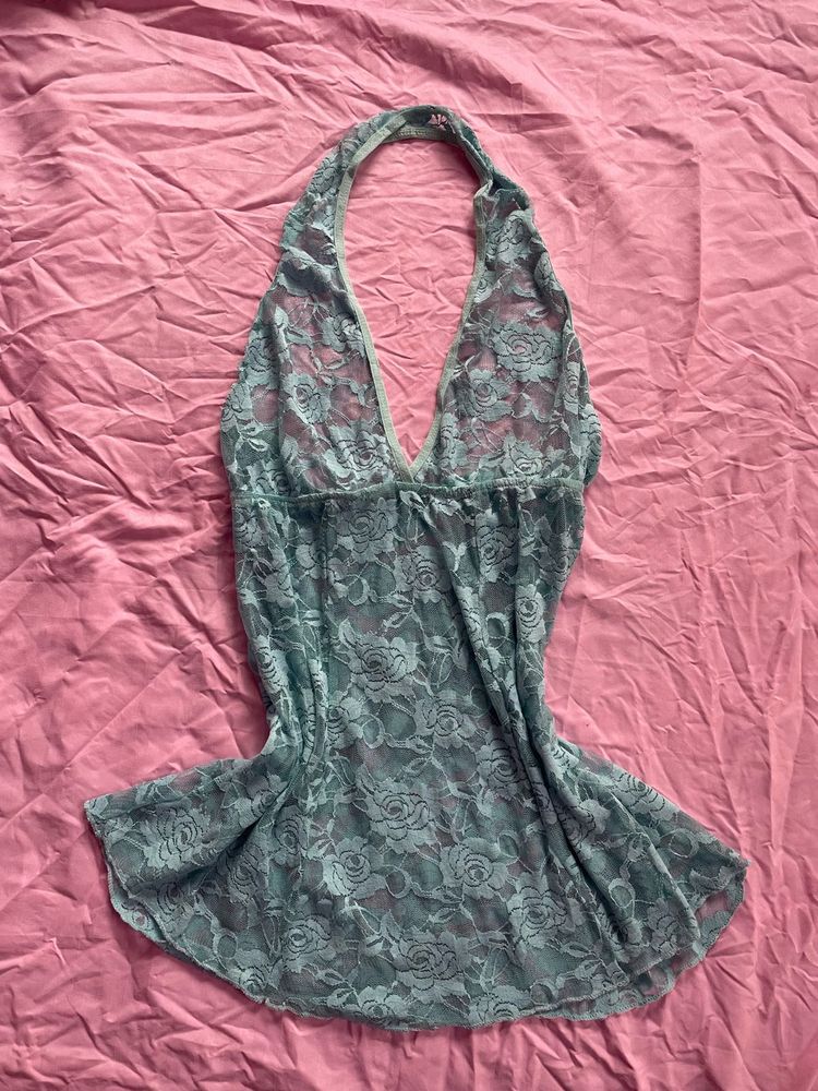 Y2k Halterneck Powder Blue Top