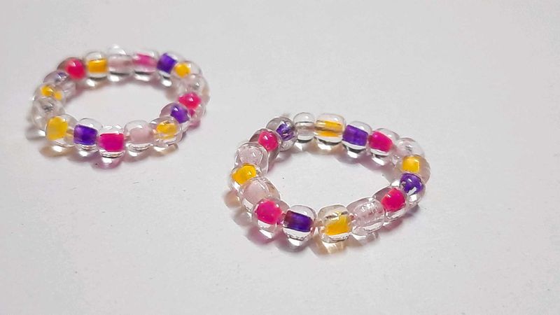 Colorful Beaded Rings - Set of 2