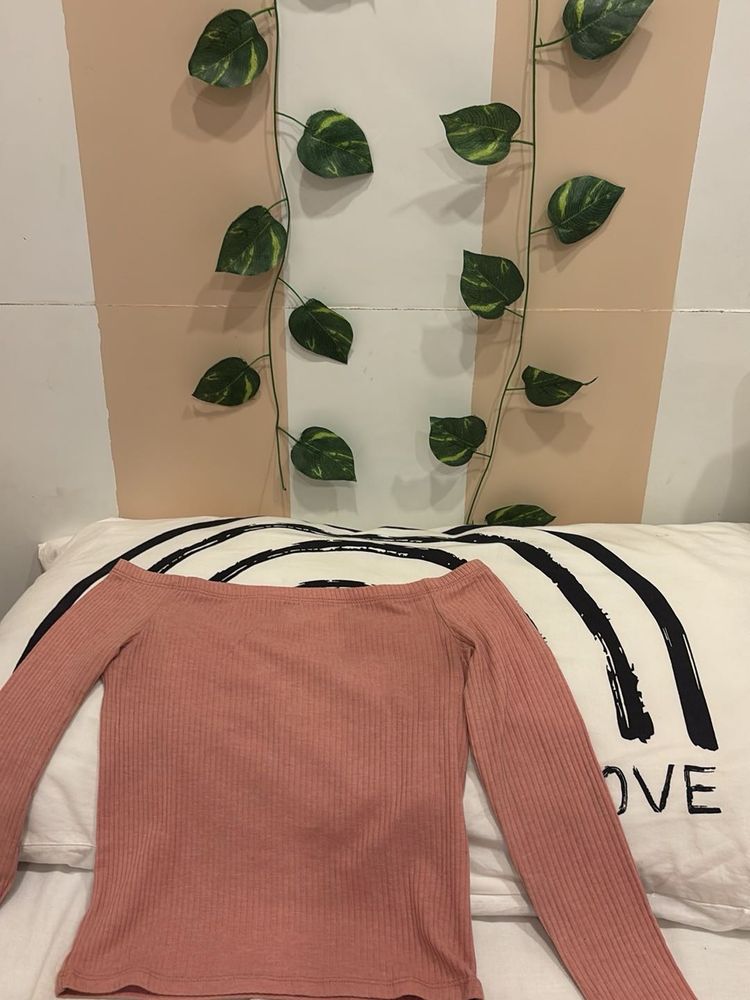 Cute Pink Off-Shoulder Top