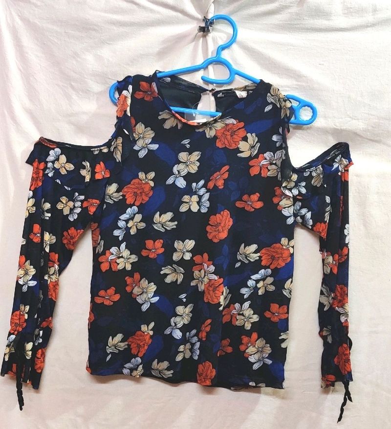 🆕 Floral Cold Shoulder Top
