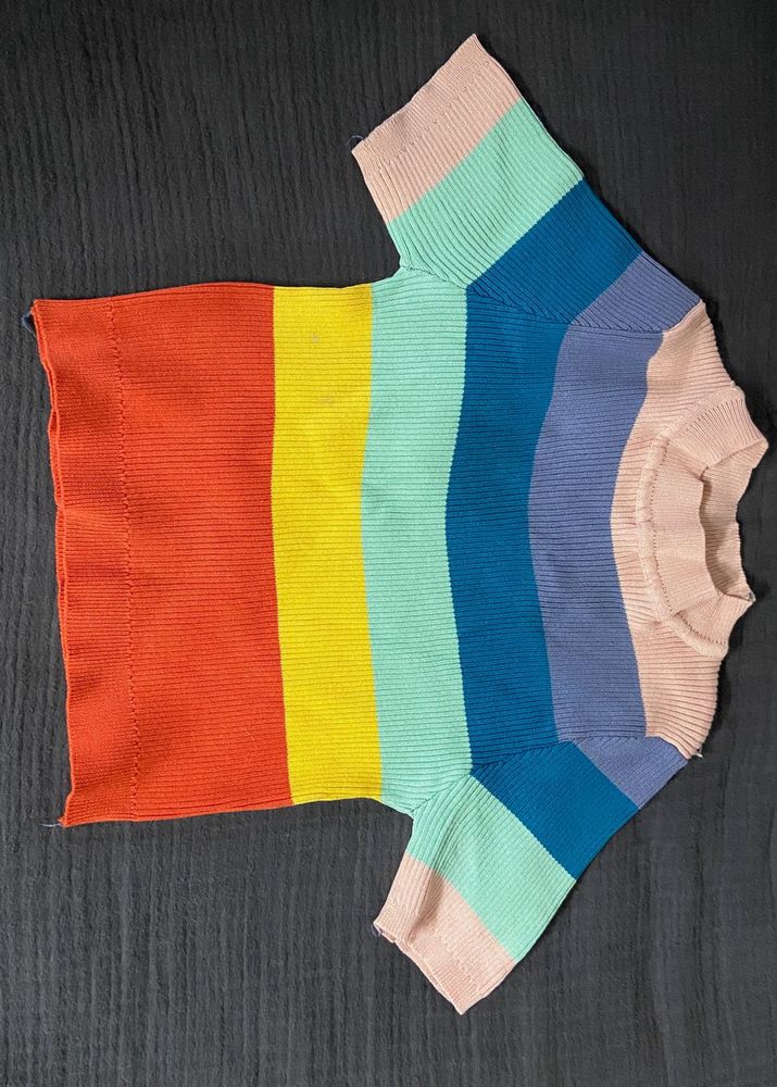 Bright Y2K Stripe Knit Top – Never Worn