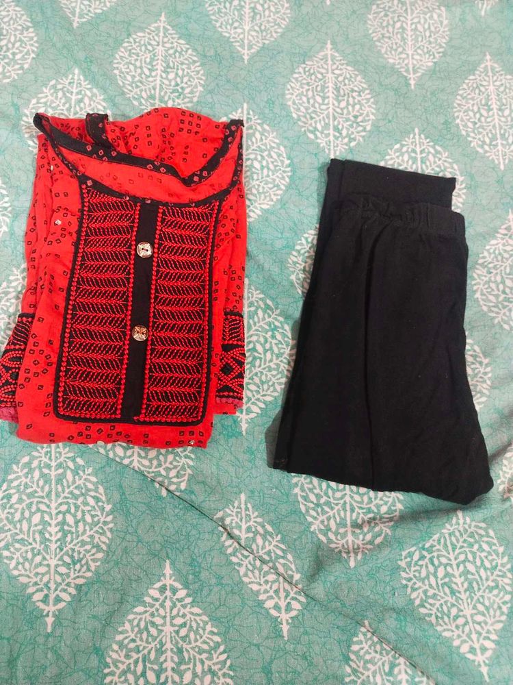 Red Black Kurti Legi