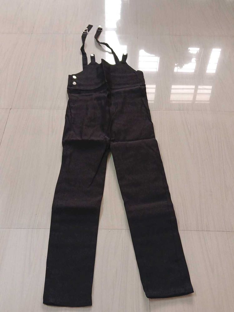 Black Adjustable Strap Overalls