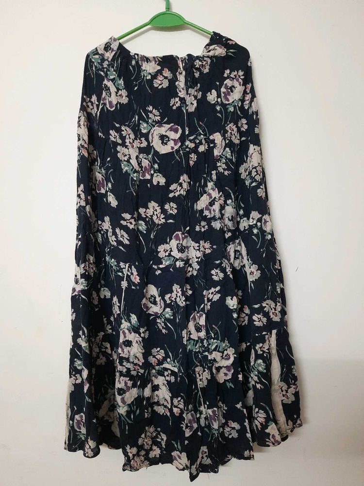 Summer Floral Print Blue Skirt For Top Kurti Wear