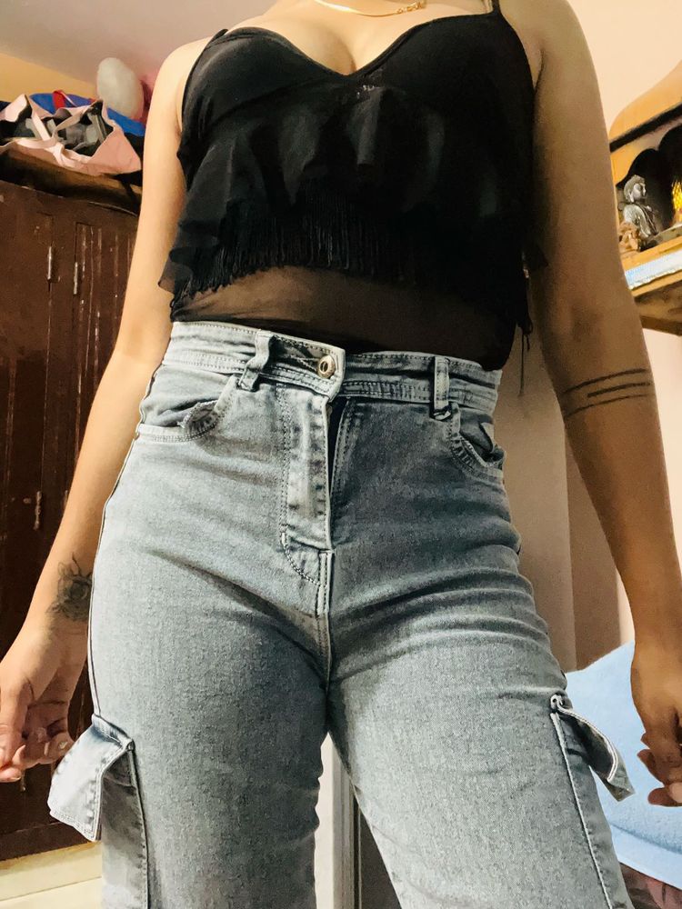 Denim Cargo Pants