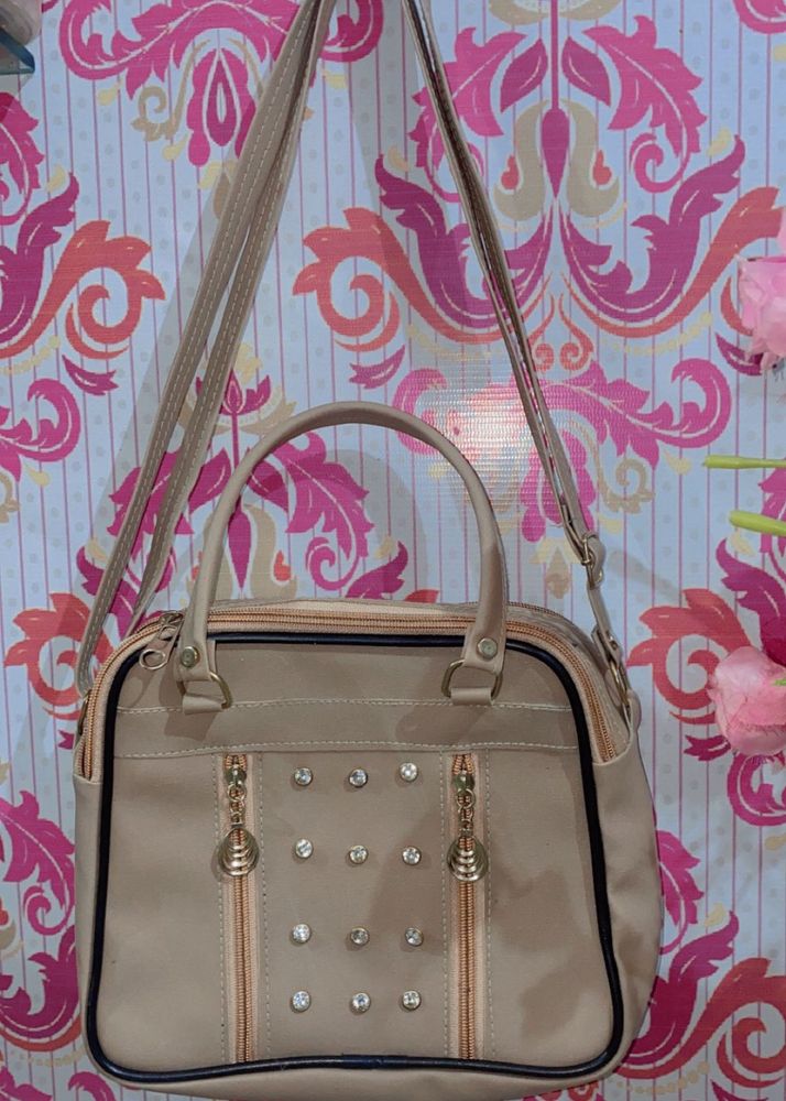 Stylish Handbag with Rhinestone Detail