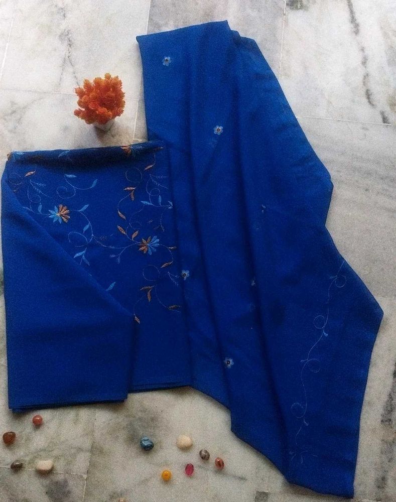 Serene Bloom l Unstitched Blue Kurta Set