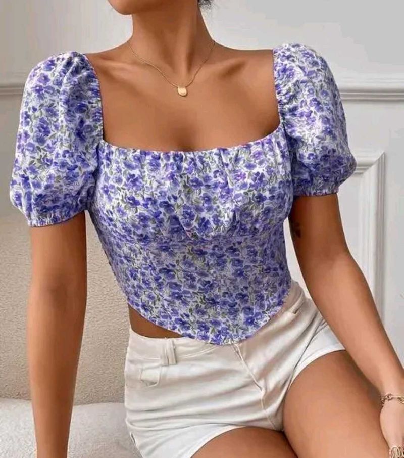 Blue Crop Top Corset Type