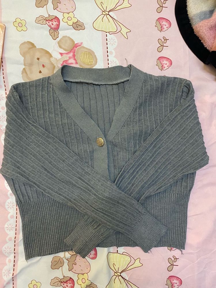 Gray Knit Cardigan