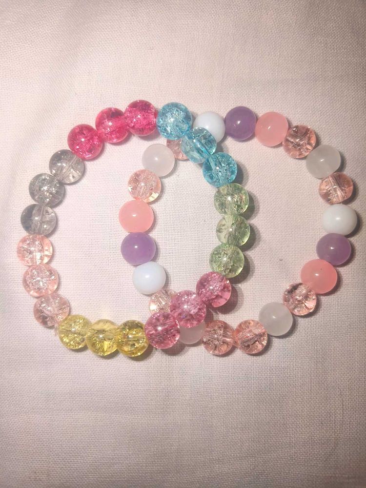 Colorful Crystal Beaded Bracelets (Pack of 2)🦄💗
