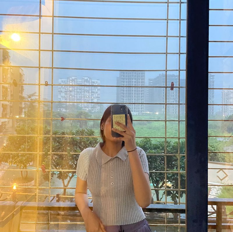 Ribbed Knit Polo Top