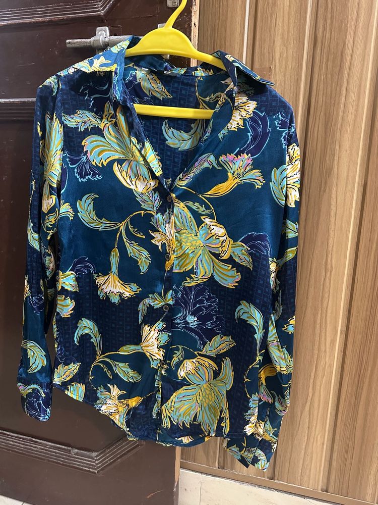 Floral satin shirt