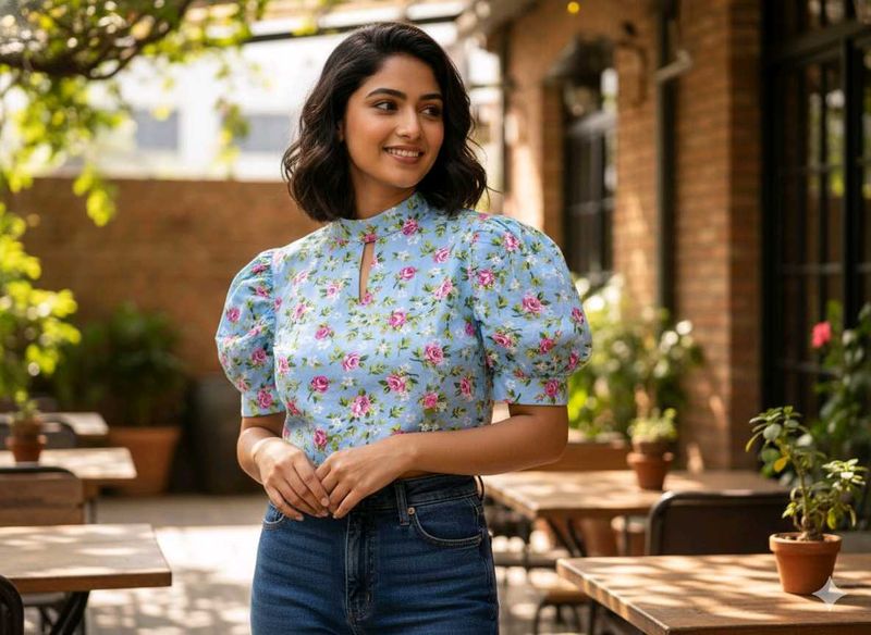 Floral Print Puff Sleeve Top