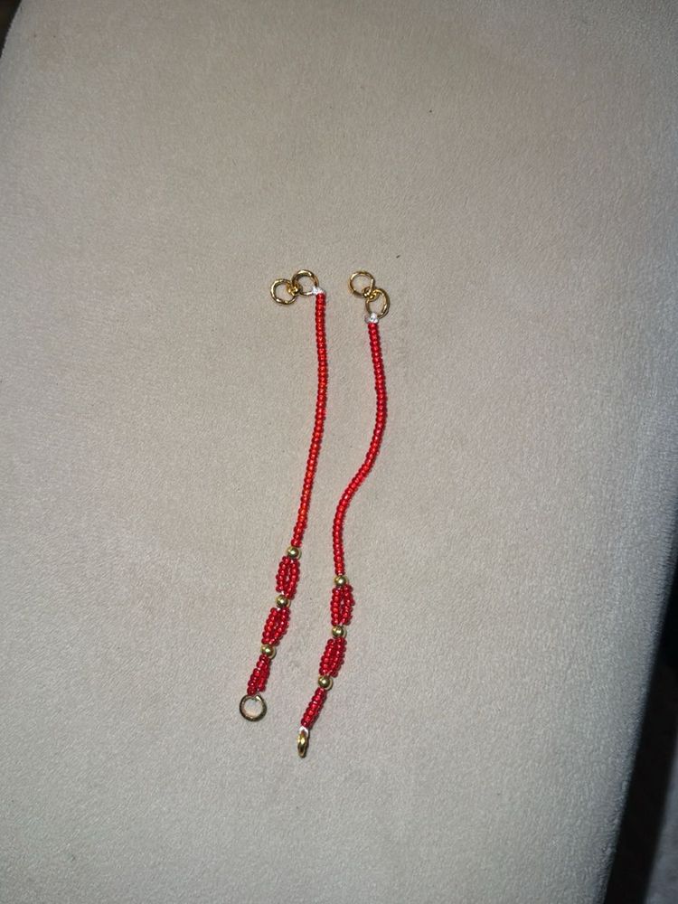 22k Pure 3+3=6 Gold Moti HandmadeKaan Chain 1pair