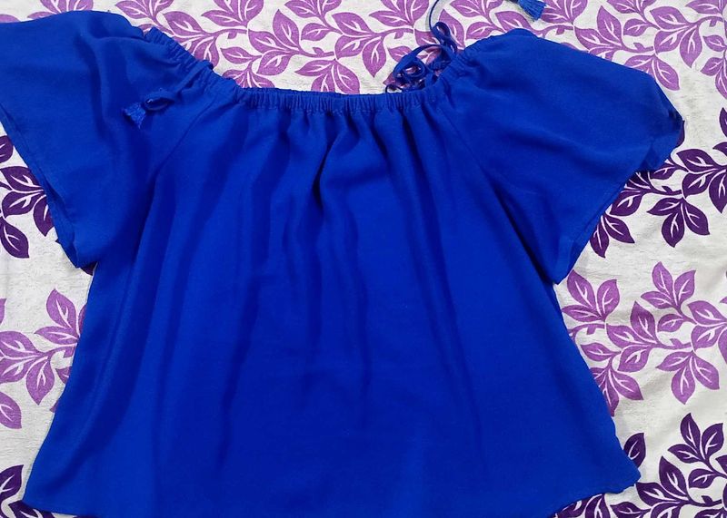 J.Crew Royal Blue Off the Shoulder Blouse