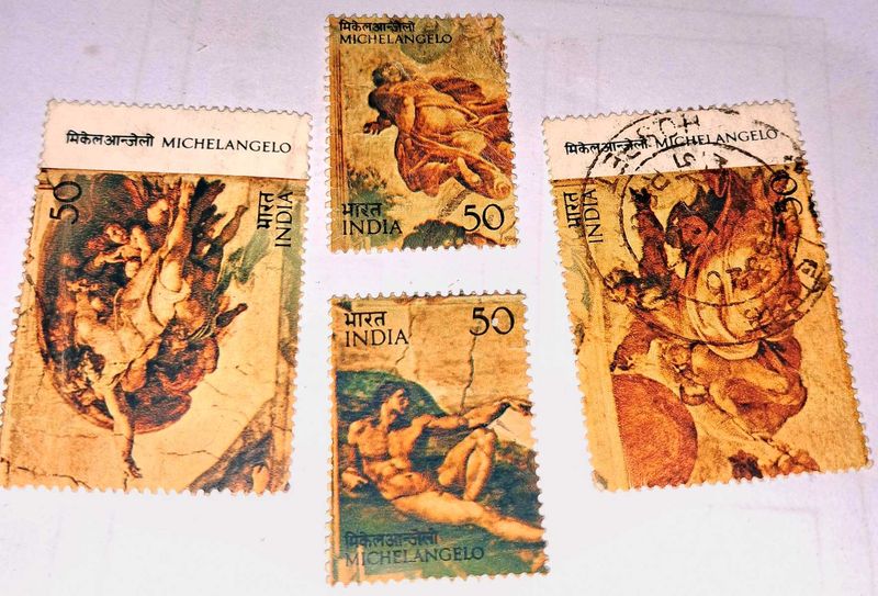1975 Vintage Michelangelo India Stamps