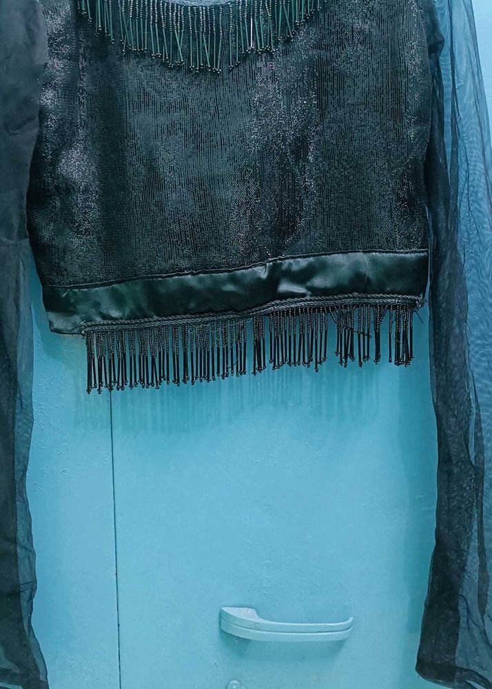 Elegant Black Embellished Blouse