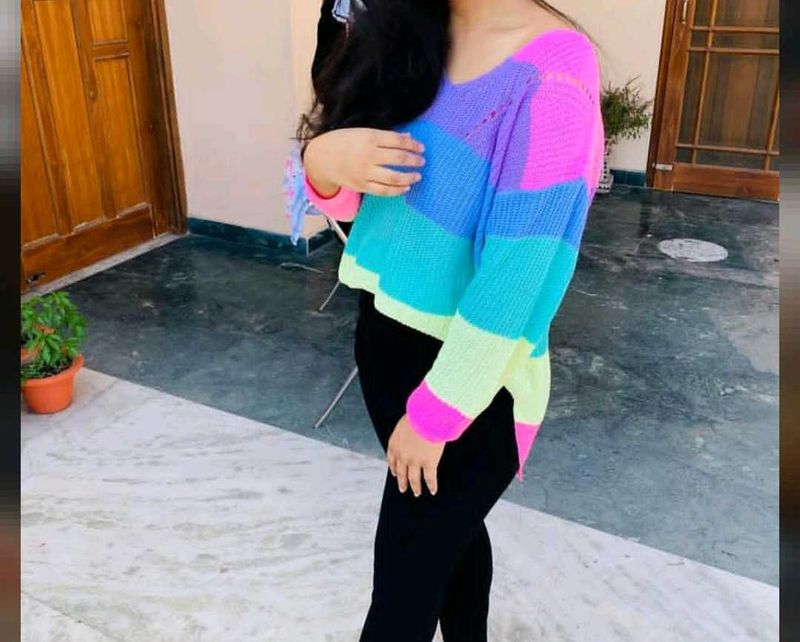 Pastel Striped Knit Sweater