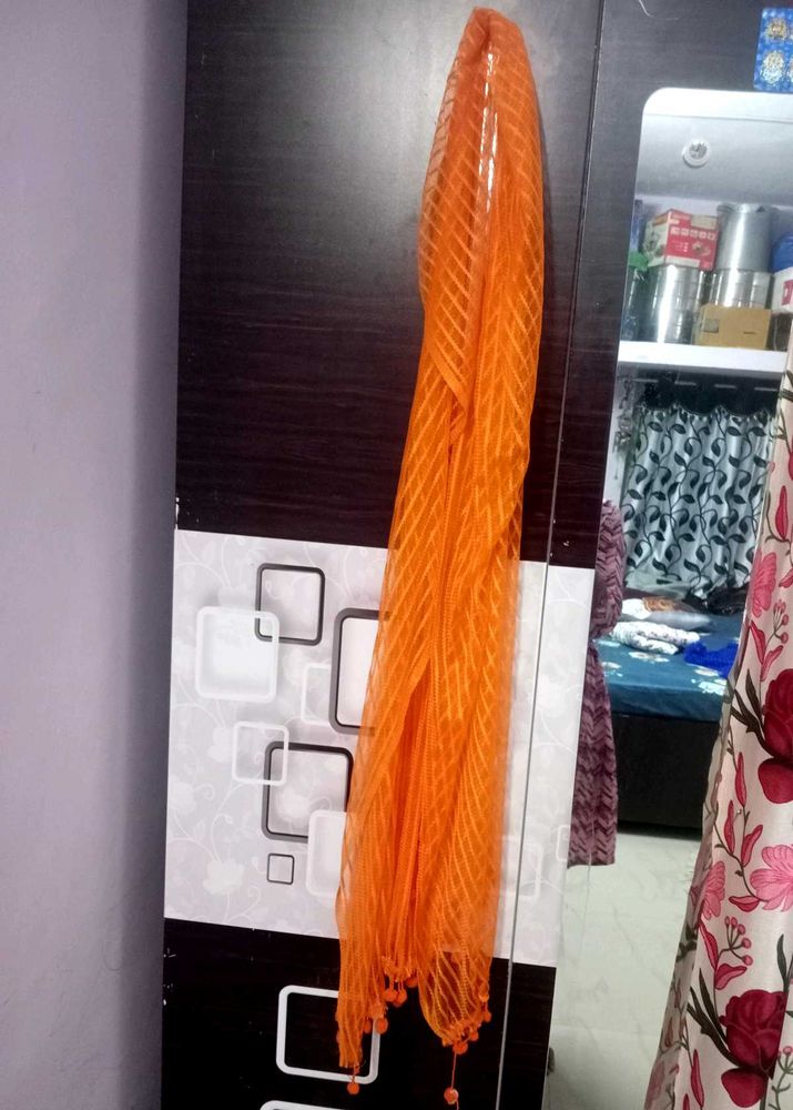 Orange Striped Dupatta