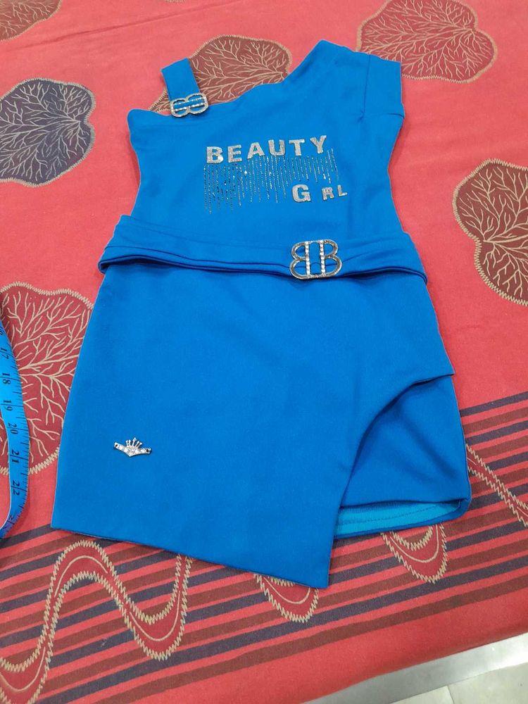 Blue mini dress for little girls
