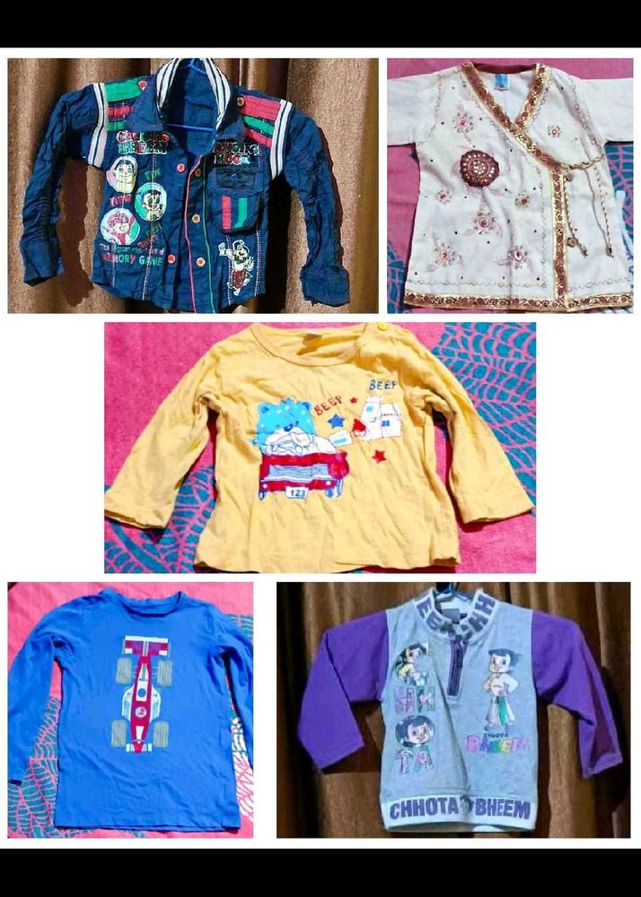 Combo Of 5 Tshirt For 1 To 2 Year Boys