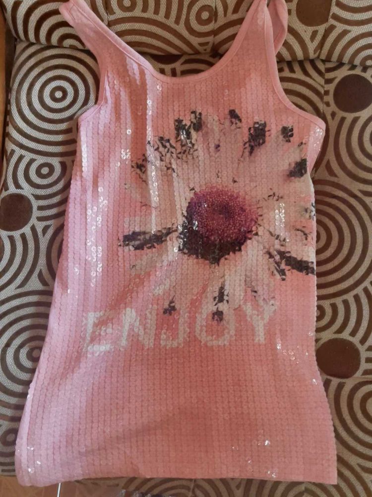 Cute Pink Sequin Tank Top