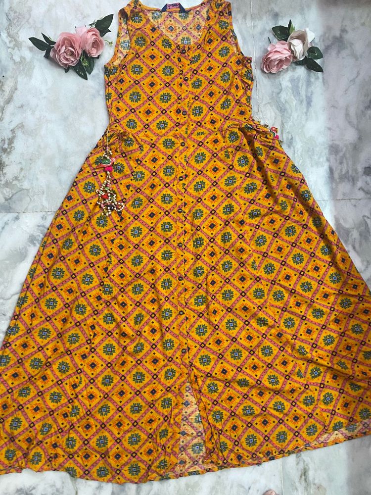 Boho Chic Mustard Kurti Dress