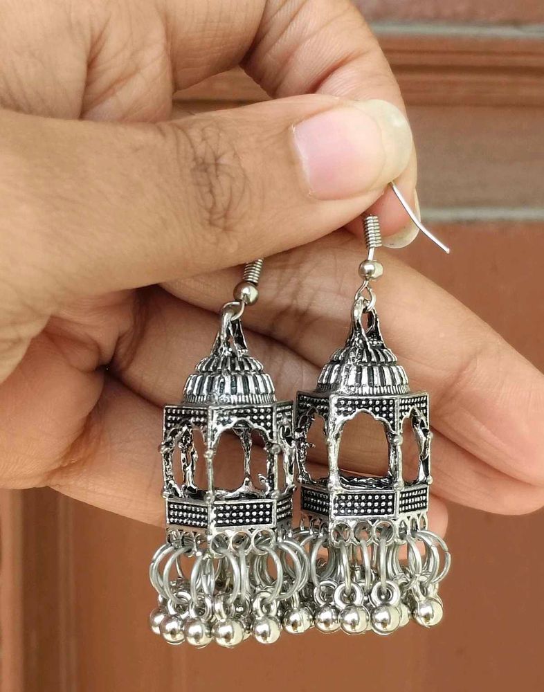 Rajasthani Silver Jhumka Earrings