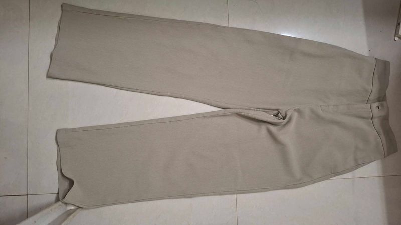Beige Wide Leg Pants