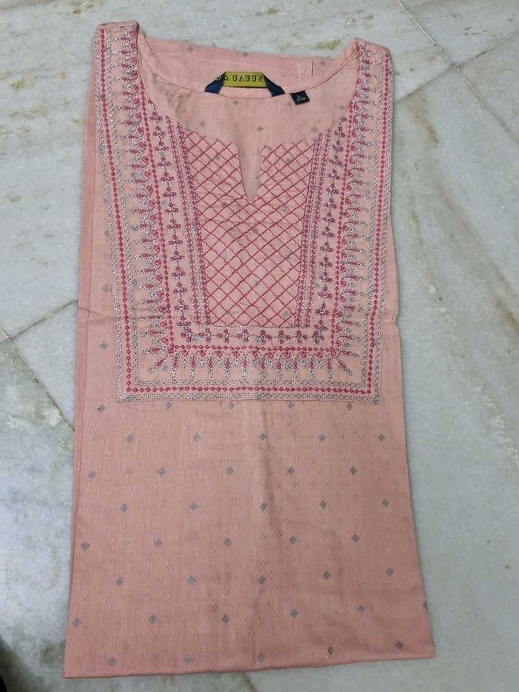 Peach Embroidered Kurti