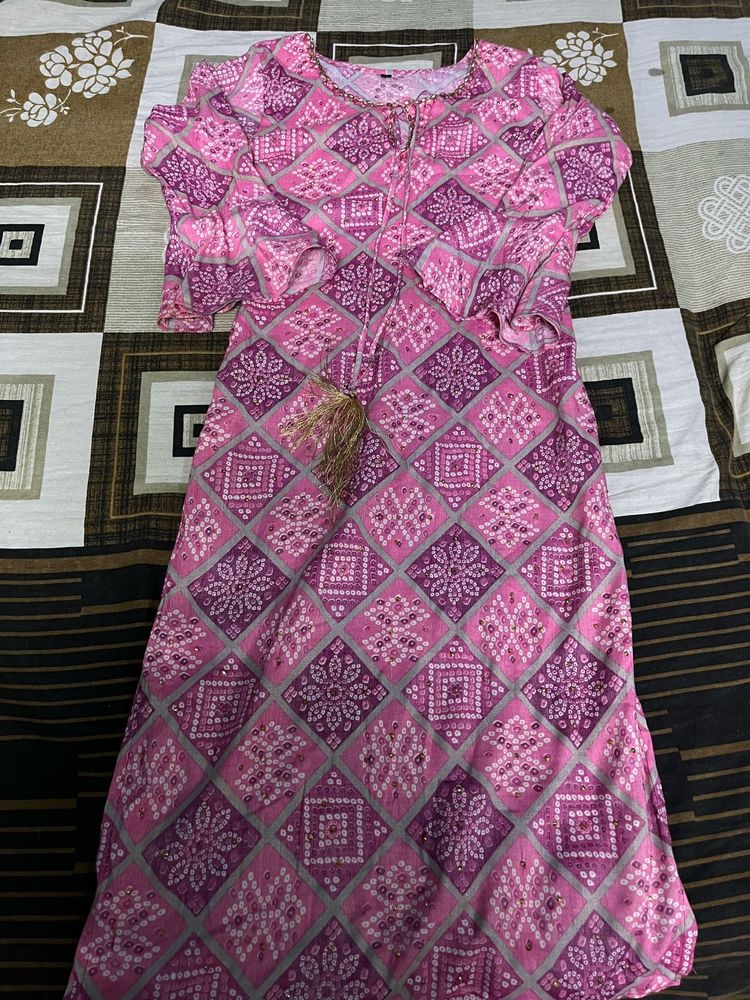 Patterned Pink kurta