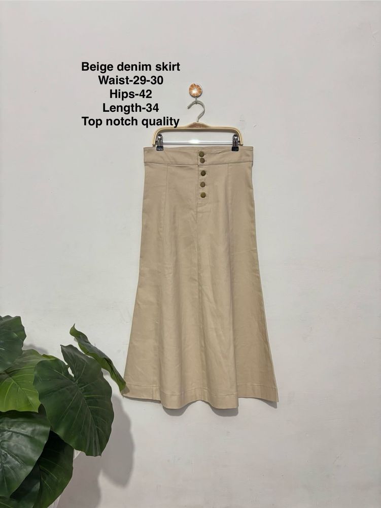 Beige Denim Skirt