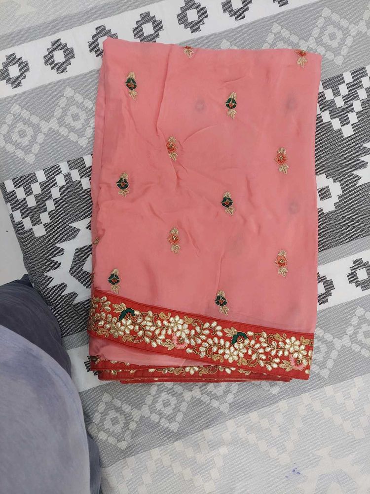Peach Pink Saree