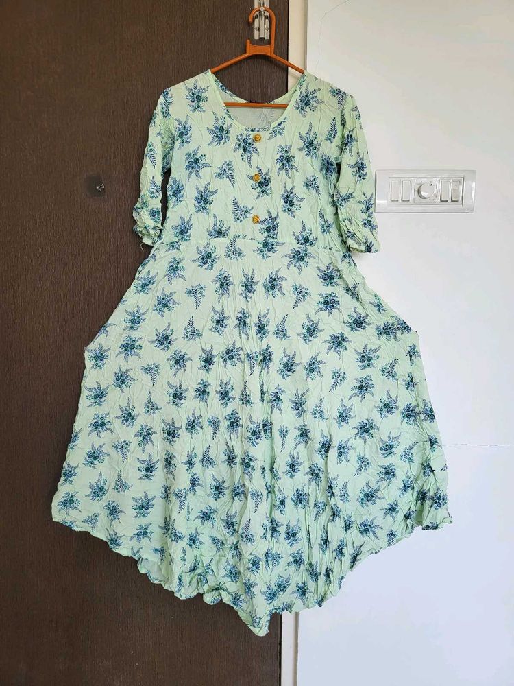 Pista Green Colour Anarkali Dress