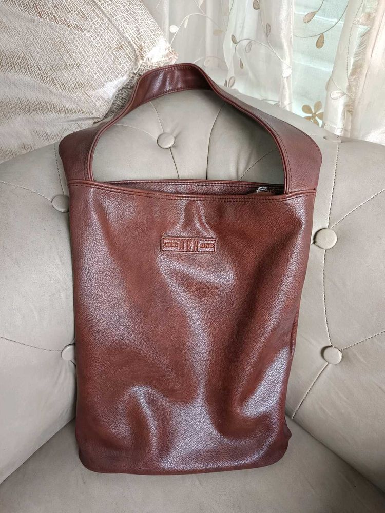 Imported Brown Leather Tote Bag