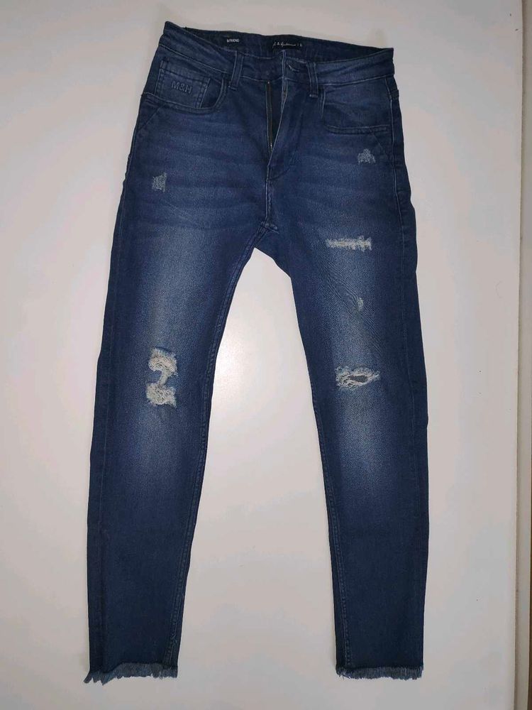 Ripped Dark Wash Denim Torn Jeans