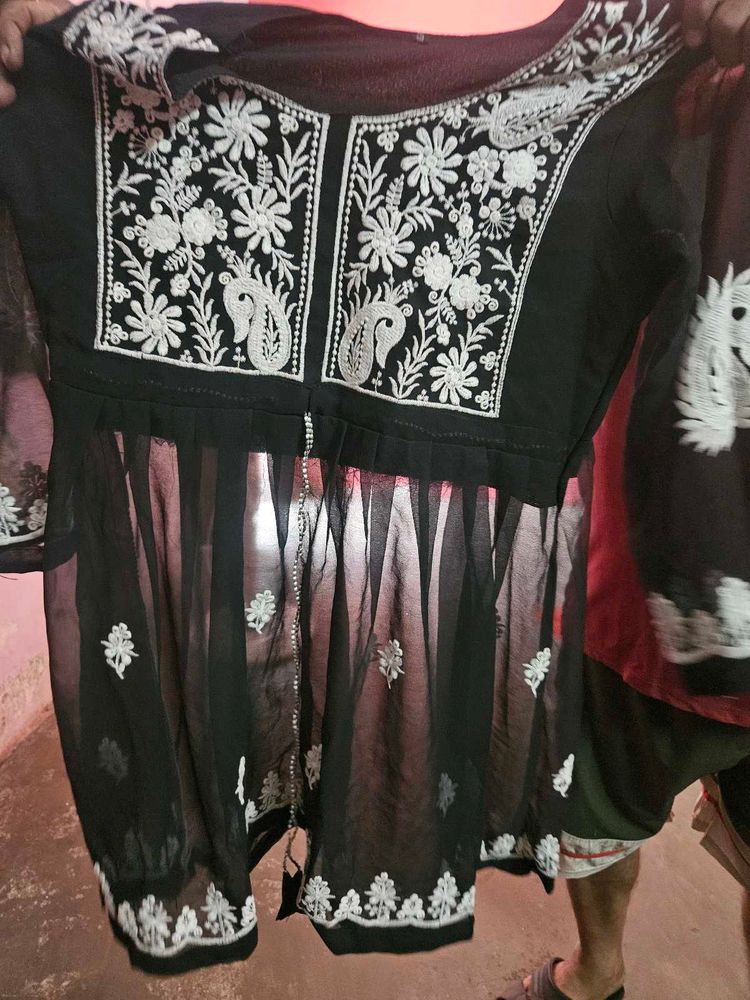 Embroidered Black Kurta