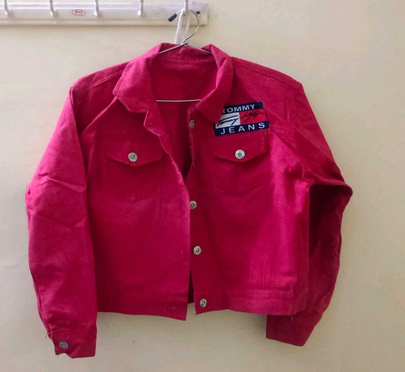 Tommy Jeans Red Button-Down Jacket