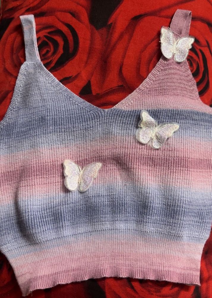 Ombre Purple Vneck Crop Top