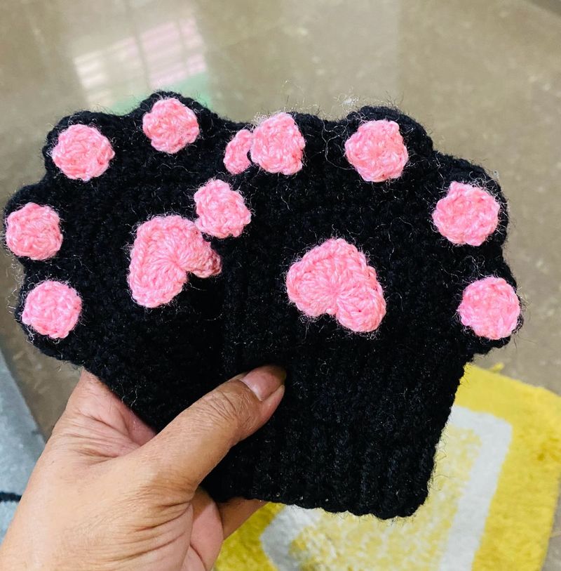 Crochet Catpaw Fingerless Gloves