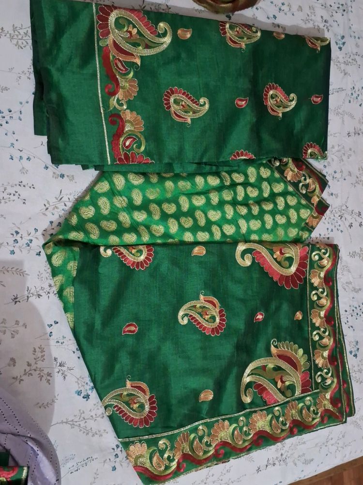 Green traditional Assamese Mekhela Chador