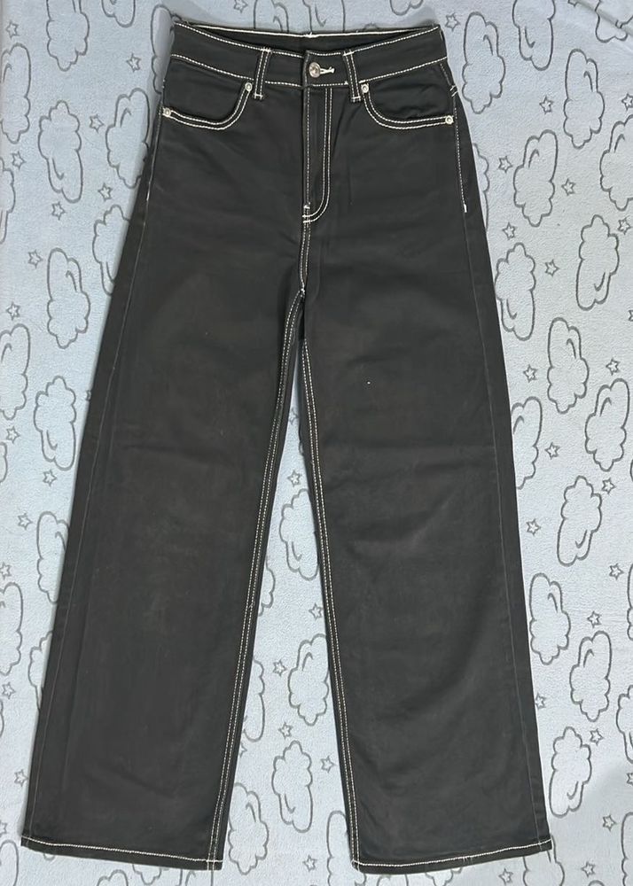 High Waisted Black Wide Leg Jeans