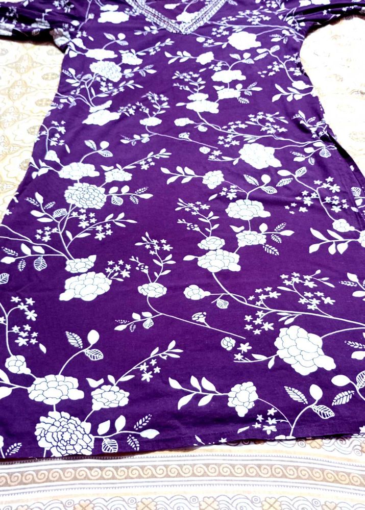 Pure Cotton Kurti Set With New Sare
