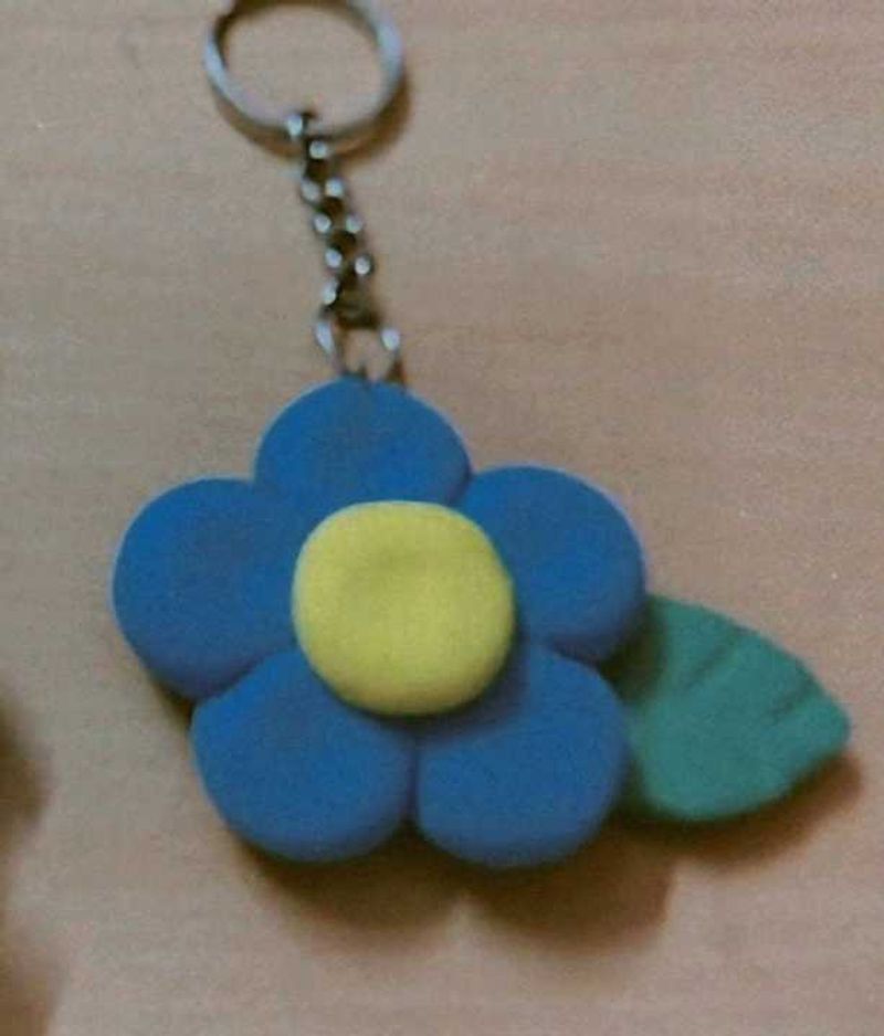 handmade Blue Flower and cute dog Keychain🌷